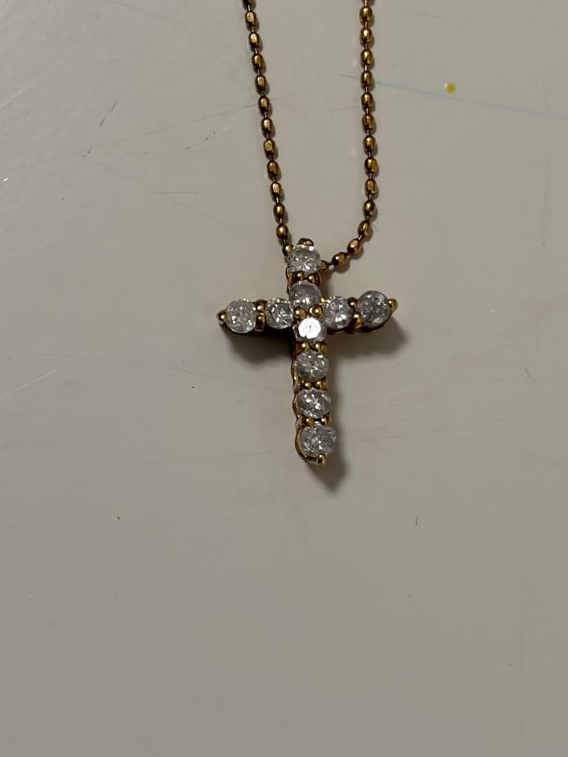 K18（750）ダイヤモンド クロスネックレス 約0.3ct 現状品チェーン切れ