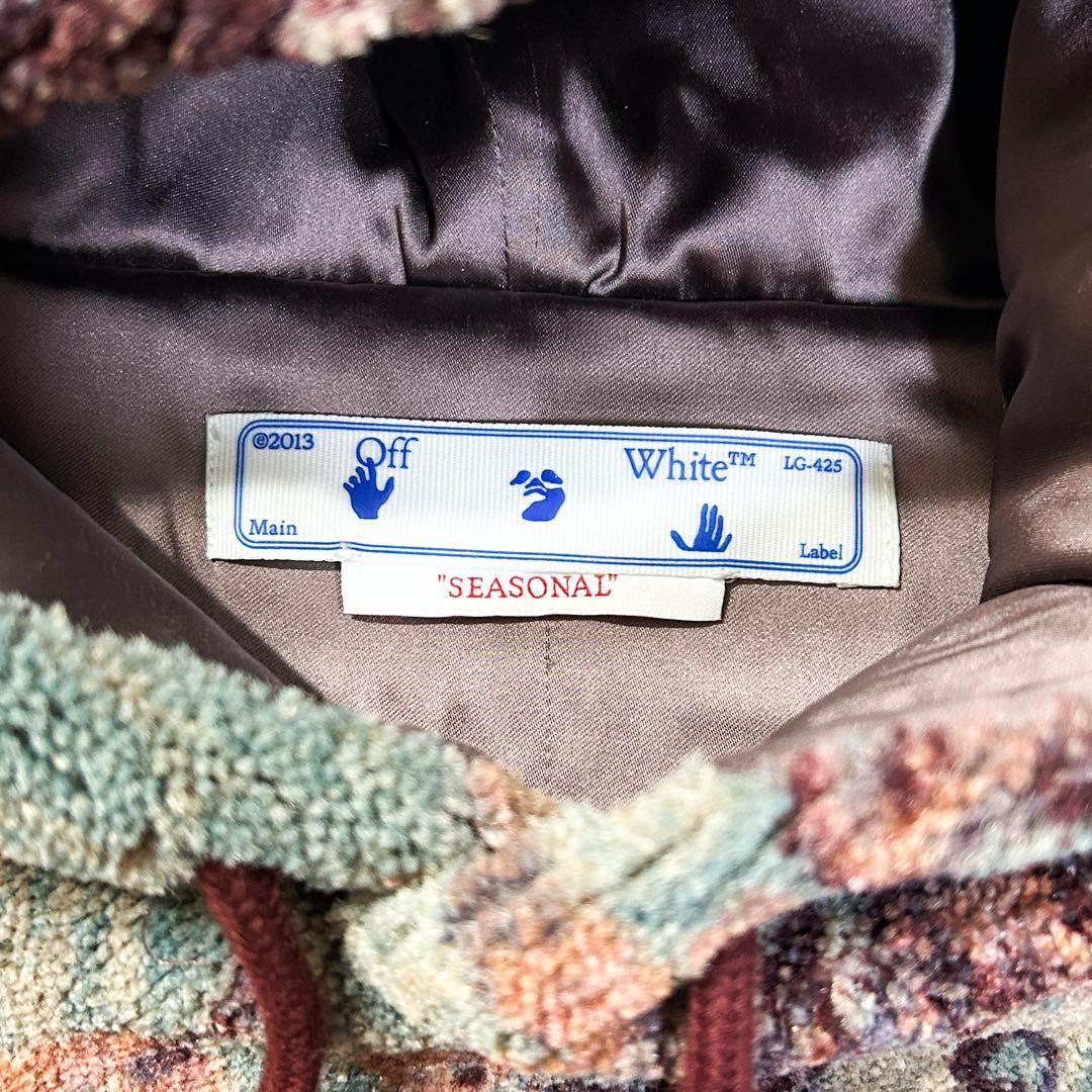 超美品✨ OFFWHITE 総柄 クロップドパーカー 40 グリーン