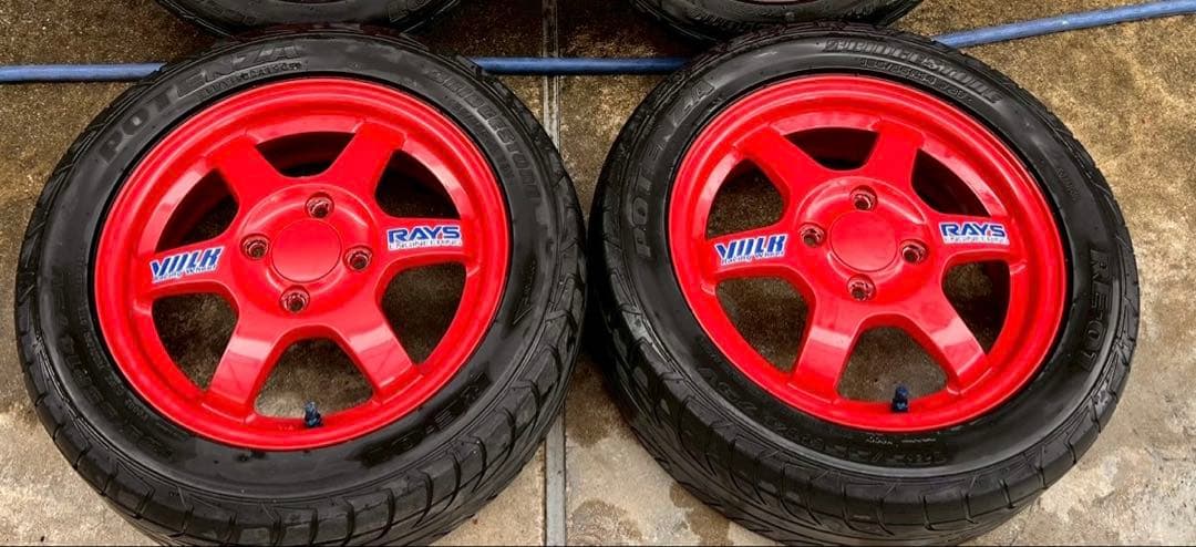 【掲載17日迄】 RAYS TE37 14インチ 赤　ビート　2本　PCD100