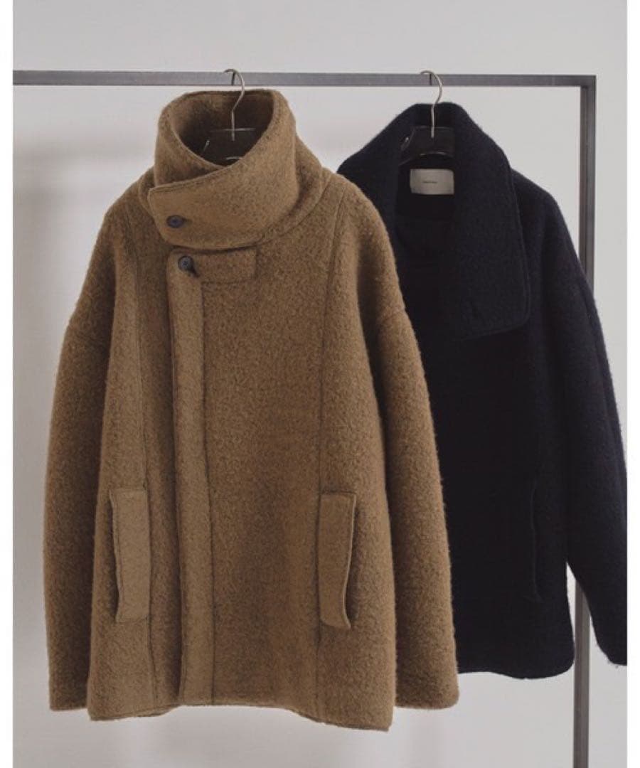 トゥデイフル コート36 ブラウン ウール混合ブラウンピーコート