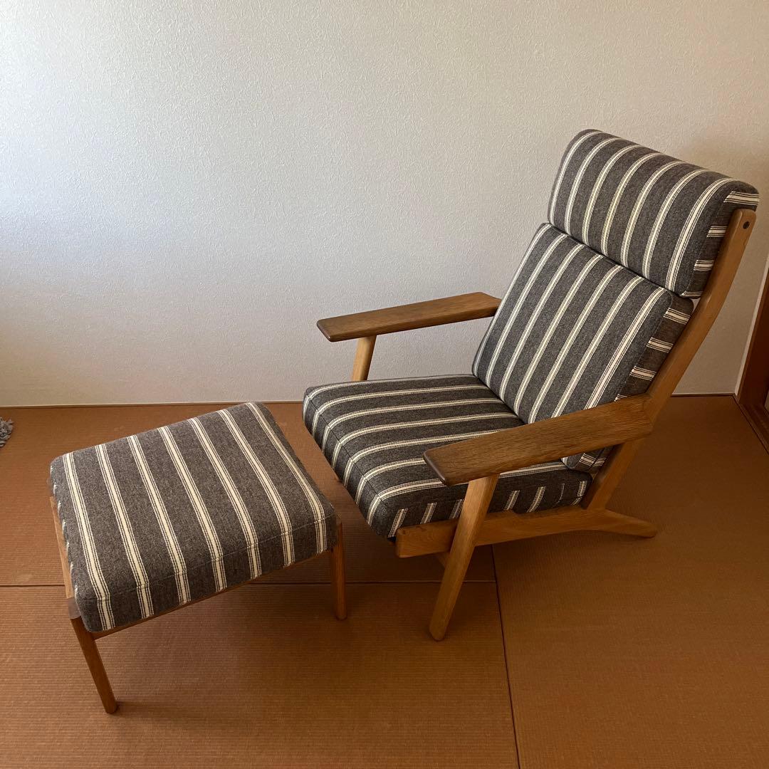 GETAMA社 GE290 ハイバック オットマン付き オーク材