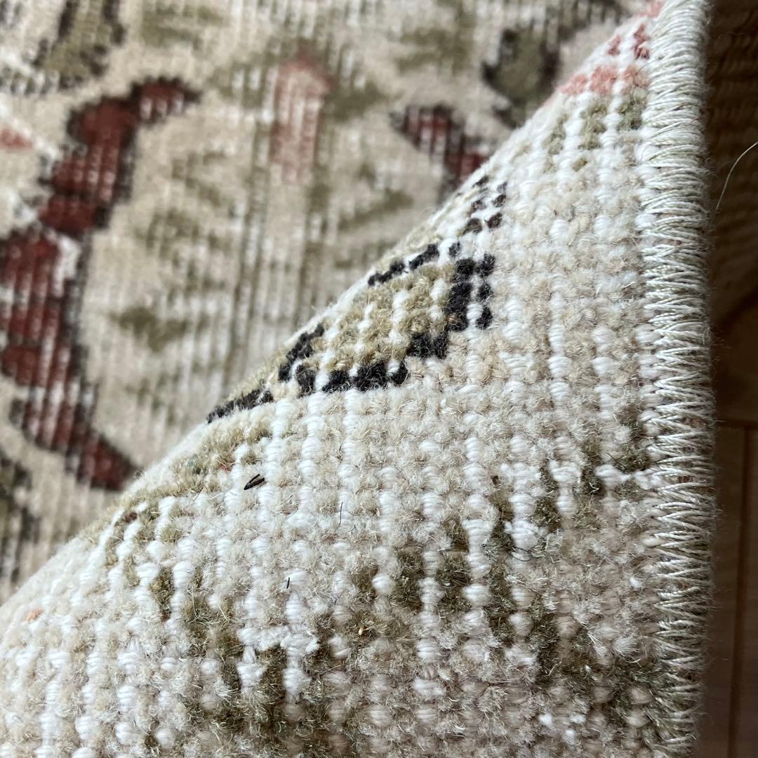 アールデコ調109×146✳︎モーブピンク　クローバー　トルコヴィンテージラグ