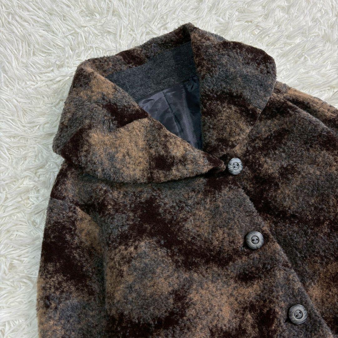 ジェニーギャルソン カモフラージュファーコート ブラウン フード付き a3722