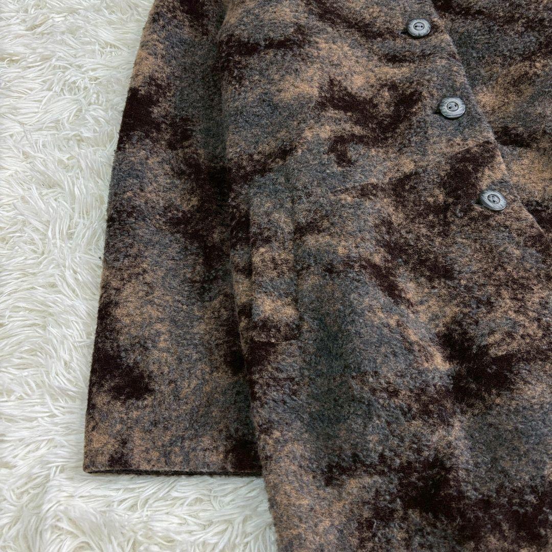 ジェニーギャルソン カモフラージュファーコート ブラウン フード付き a3722