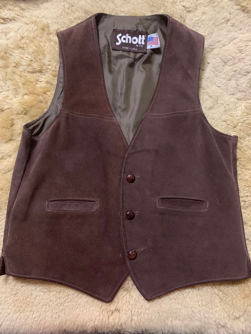 Schott スエード ベスト M ブラウン