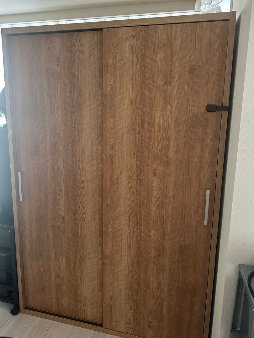 【期間限定】天然木調 引き戸クローゼットハンガー 幅120cm