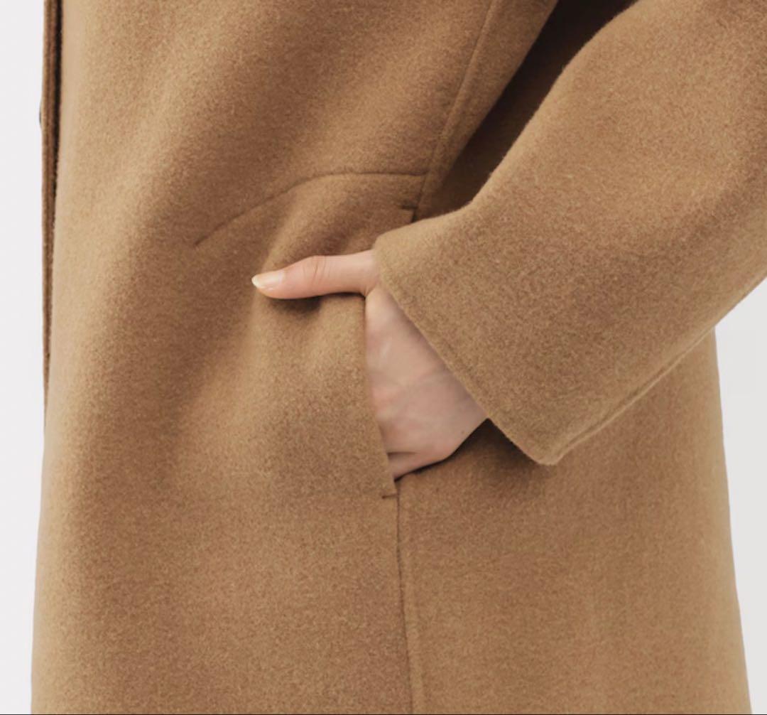 新品 無印良品 ウール混　ダブルフェイスショートコート ダークモカブラウン