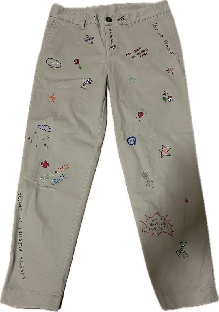 DSQUARED2 刺繍入りベージュチノパン　サイズ36