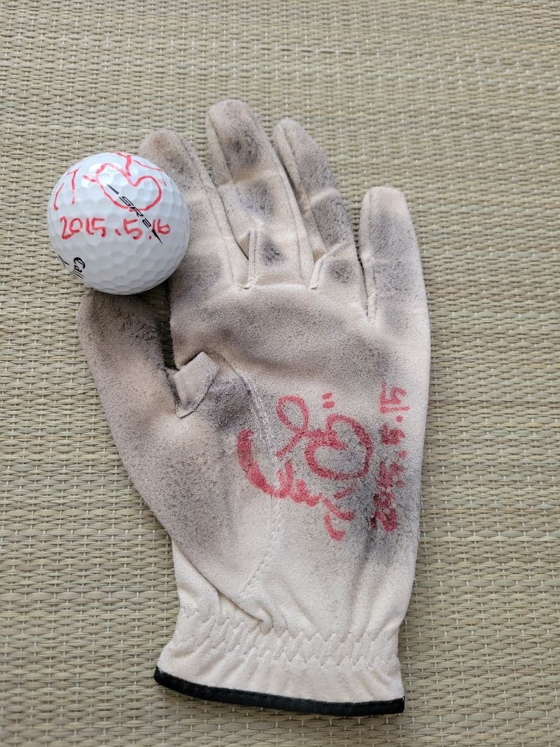非売品 河本 結プロサイン入り実使用ゴルフグローブ&オウンネームゴルフボール