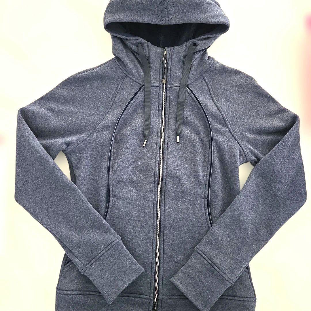 美品　ルルレモン　Scuba フルジップフーディ 　6 グレーネイビー