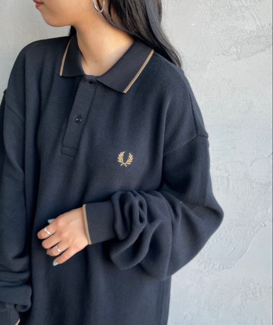 FRED PERRY 別注 ワンポイントロゴ刺繍 ロングスリーブポロシャツ