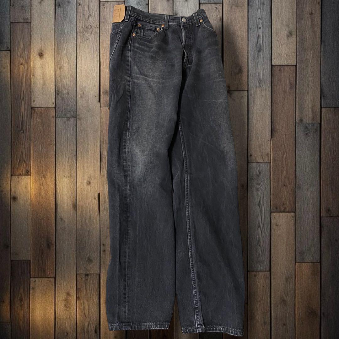 ギ*隊様 90'sUSA製リーバイス 501 ストレート ブラックデニム ジーン