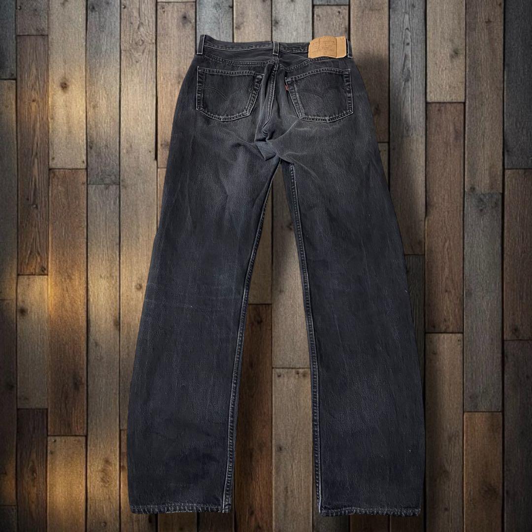 ギ*隊様 90'sUSA製リーバイス 501 ストレート ブラックデニム ジーン