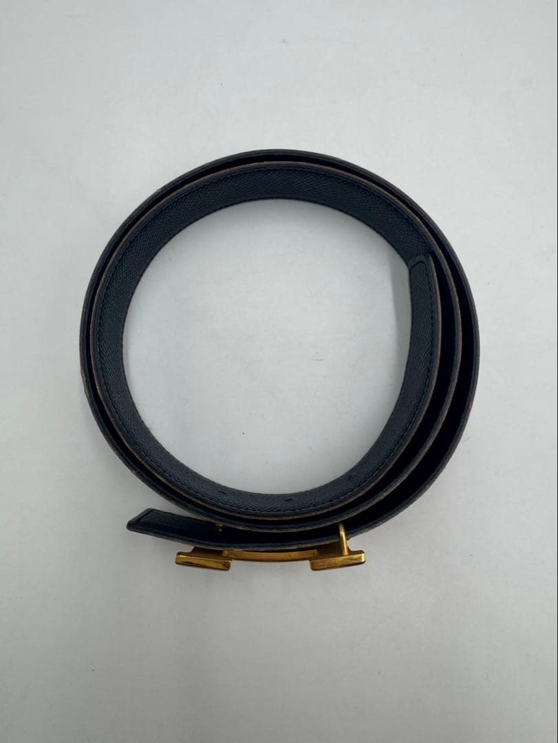 エルメス HERMES ベルト リバーシブル Hロゴ ブラウン×ネイビー　85