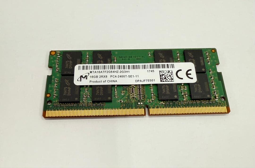 16GB メモリーPC4-2400Tノートパソコン用動作確認済みです。