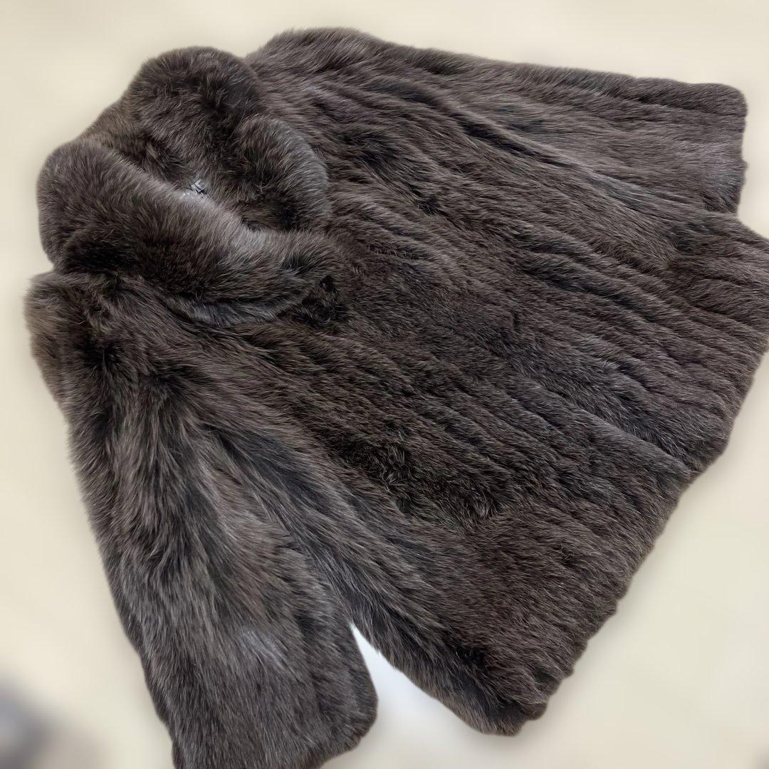 エンバ　フォックス ファーコート 毛皮 サイズM〜L 狐　ブルーフォックス