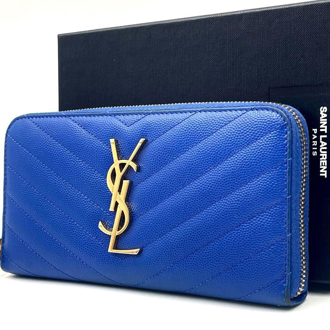 SAINT LAURENT 長財布 ラウンドファスナー カサンドラ ゴールドロゴ