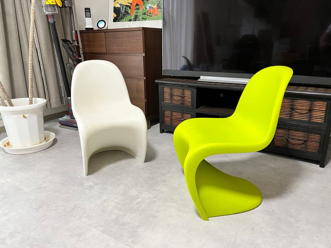 本物vitra パントンチェアJr. グリーン&ホワイト