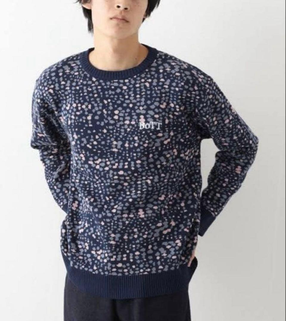 BoTT ネイビー ドット柄 ニットセーター M