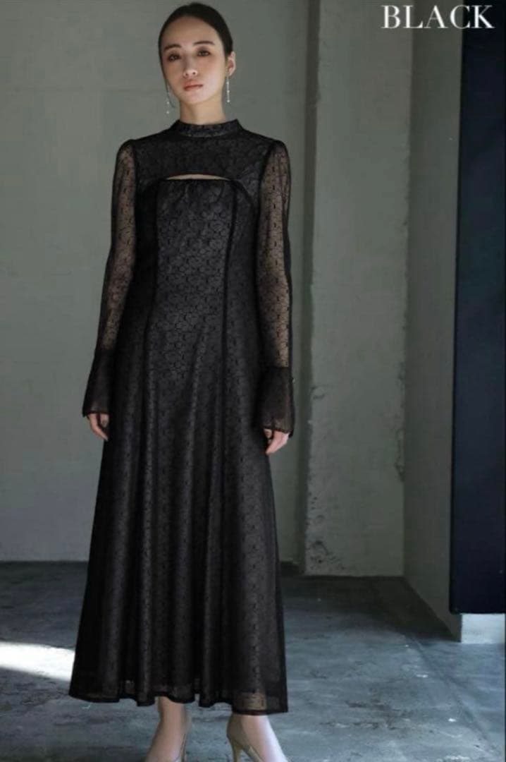 ANDRESD バックオープンジオメトリックドレス