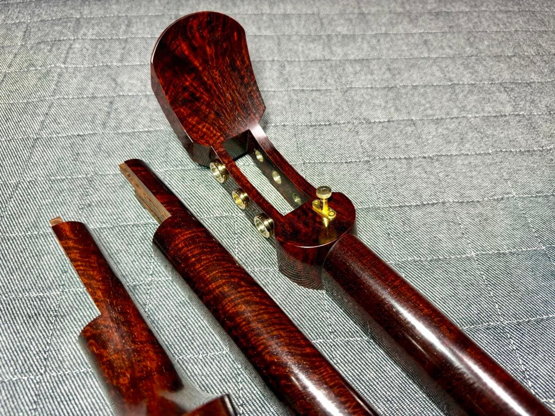 【虎・瘤杢】最高峰 津軽三味線 金細 子持綾杉 極上美品 超希少複雑混合杢 太棹