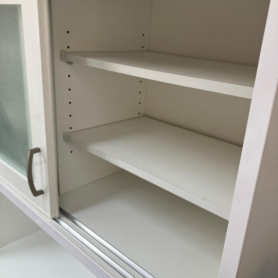 【福岡市　市内近郊限定】ニトリ 食器棚 ホワイト ガラス扉 配送設置無料♬