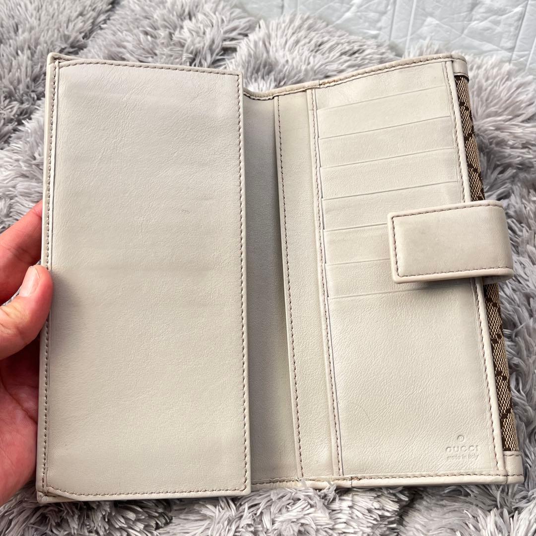 美品✨GUCCI インターロッキング　長財布　GGキャンバス ホワイト