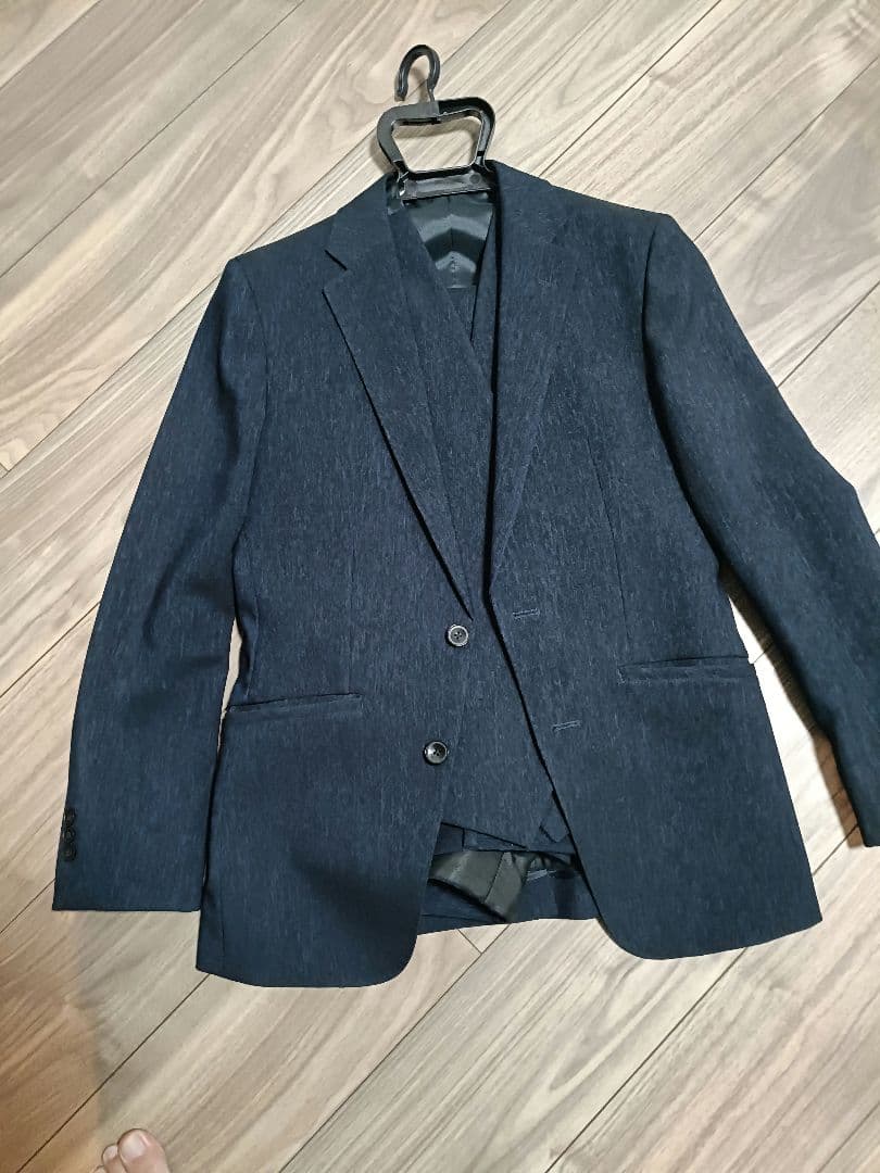 ダークブルー ビジネススーツ ベスト付き　スーツセレクト