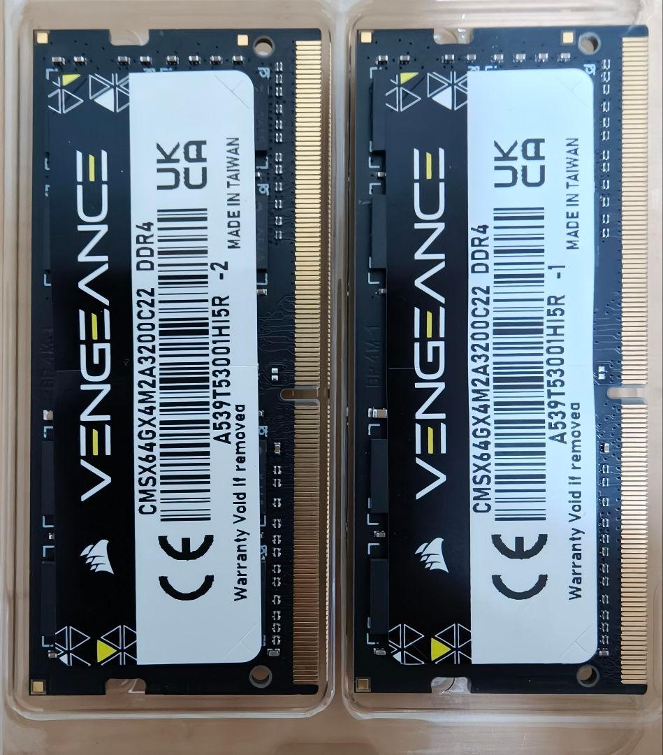 CORSAIR DDR4 64GB(32GBx2) 3200MHz ノート用