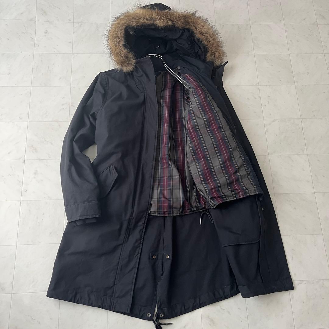 フレッドペリー 5way ライナー付 モッズコート ファー ネイビー UK10