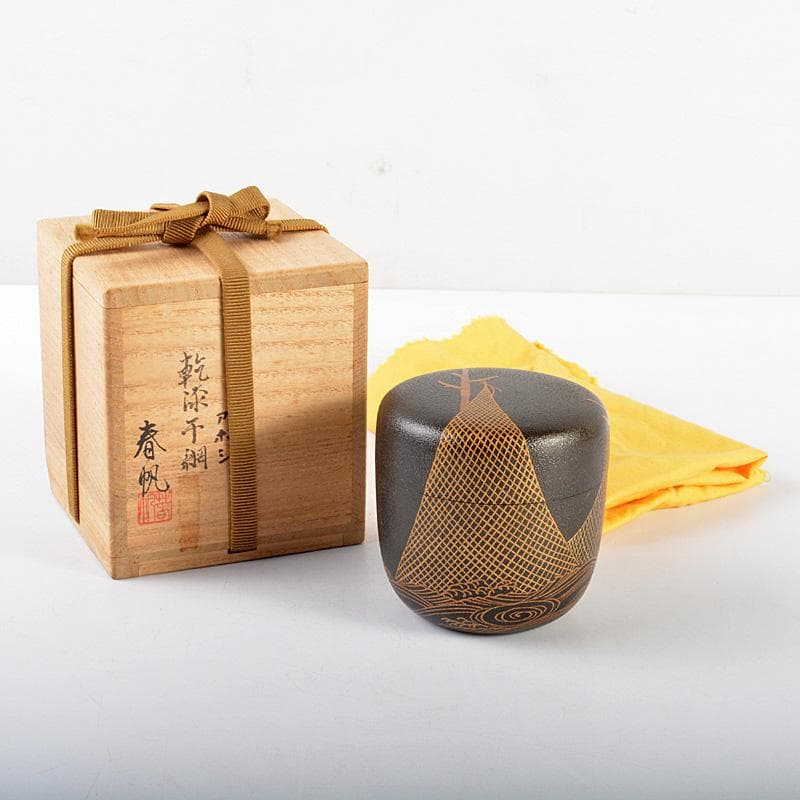 teㆍruㆍri 　目代春帆作　乾漆干網　棗　共箱　M　R6006