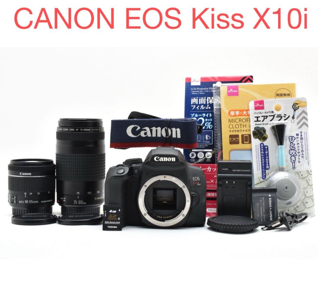 美品/一眼レフカメラ/canon kiss x10i標準&望遠ダブルレンズセット