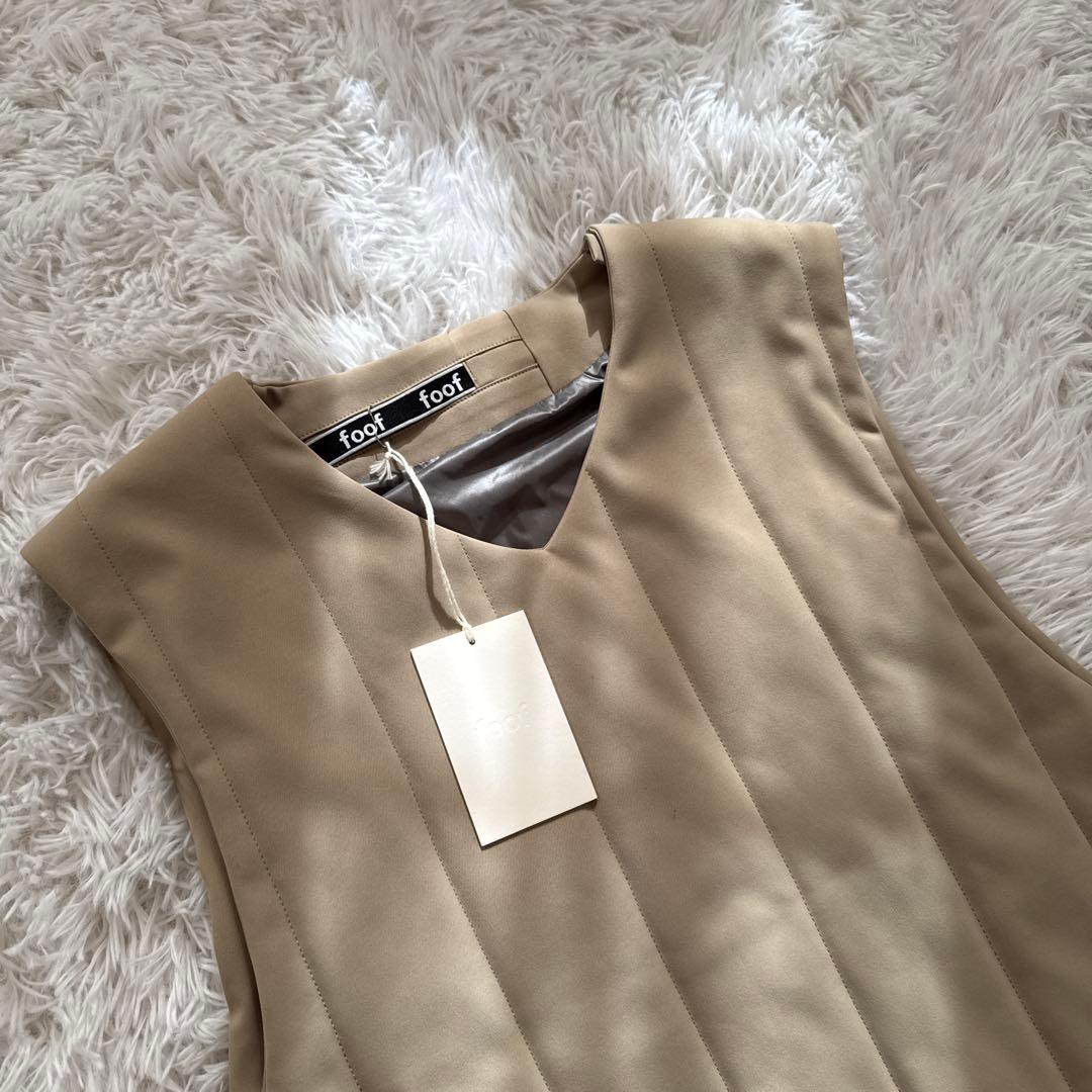 foof パディングベスト　キルティングベスト　ベージュ　M