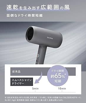 SALONIA サロニア スムースシャイン ヘアドライヤー 大風量 速乾 軽量