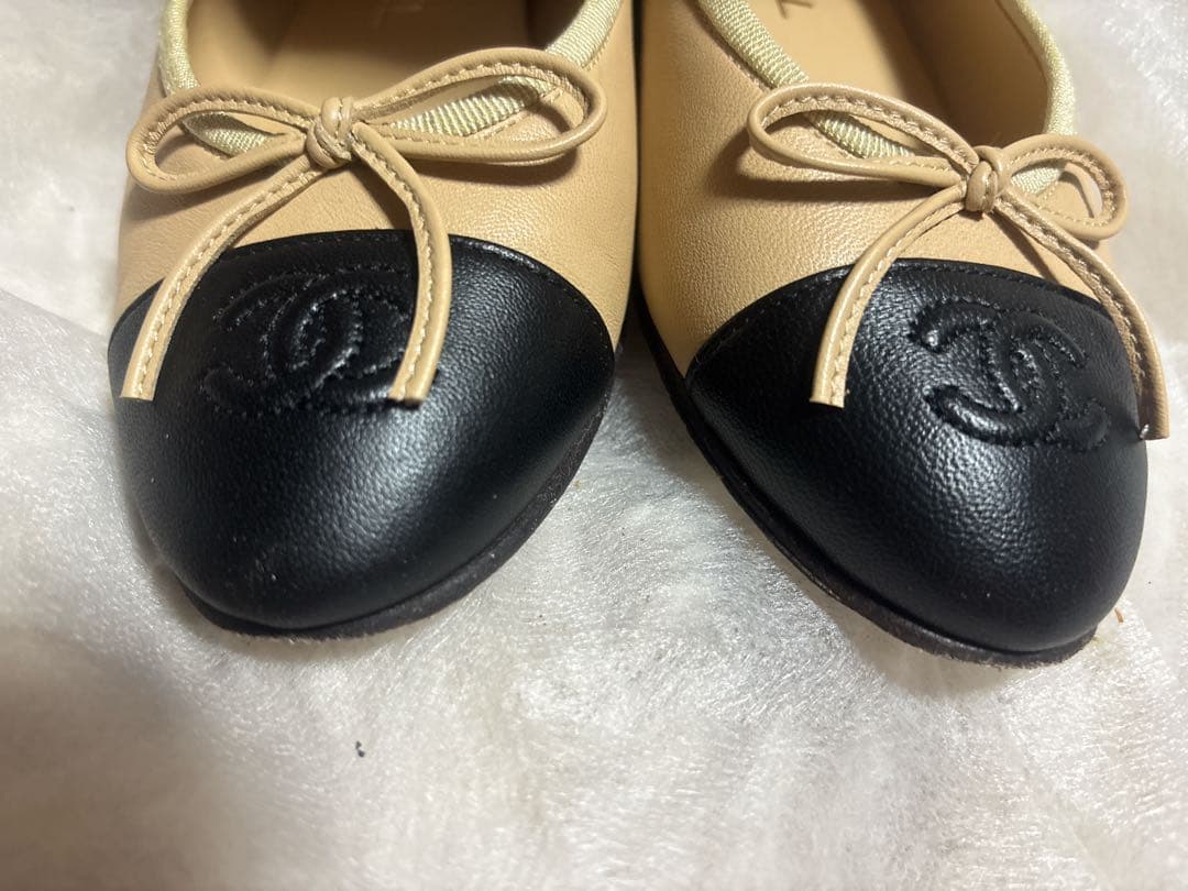 CHANEL バレエシューズ ベージュ/ブラック