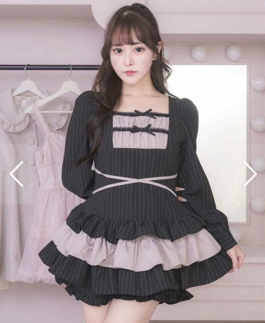 pium ‪‪❤︎‬はしごリボンティアードセットアップ ピンク