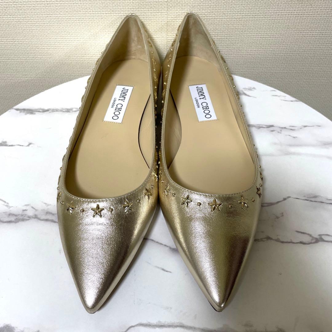 80%OFF‼️8/24まで!新品JIMMY CHOO 38.5ALINAゴールド