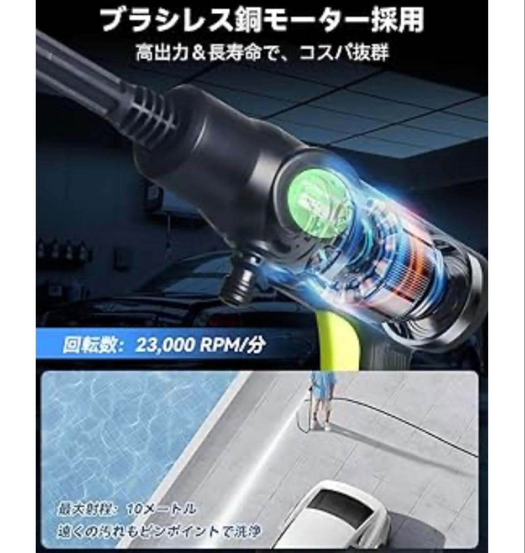 高圧洗浄機 コードレス 充電式12000mAhバッテリー2個付噴射距離5-10M
