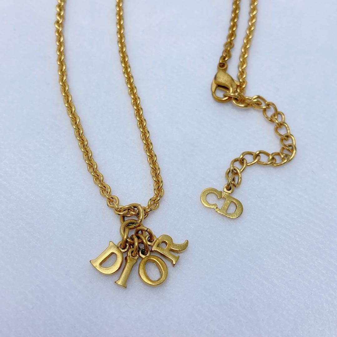3227◯ DIORゴールド アルファベットチャーム ネックレス
