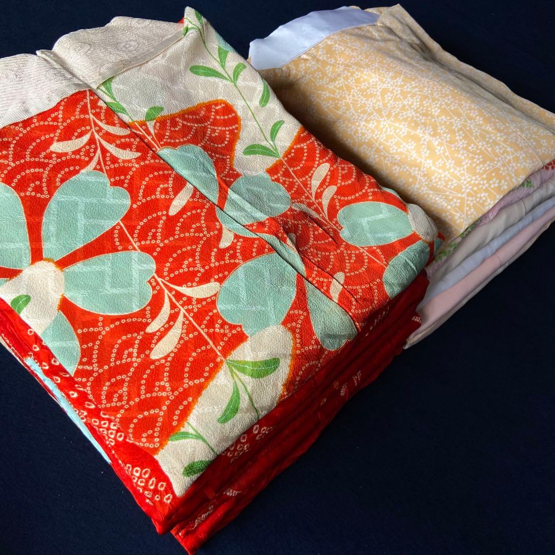 162 長襦袢ちりめん綸子錦紗14枚おまとめ売り材料正絹