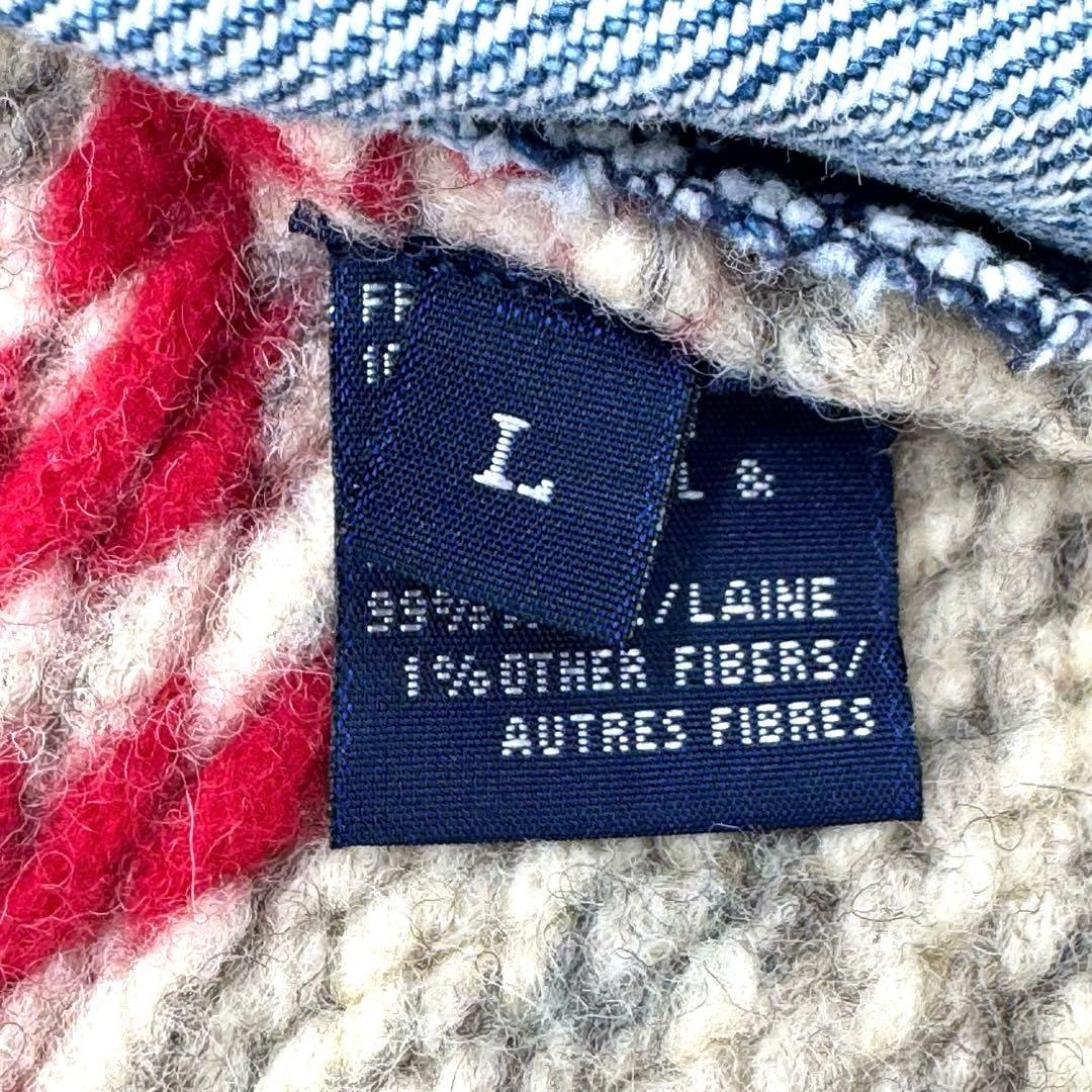 超美品 ラルフローレンスポーツ デニムニットコンビジャケット　カウチン切替　L