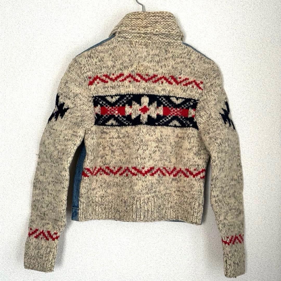 超美品 ラルフローレンスポーツ デニムニットコンビジャケット　カウチン切替　L