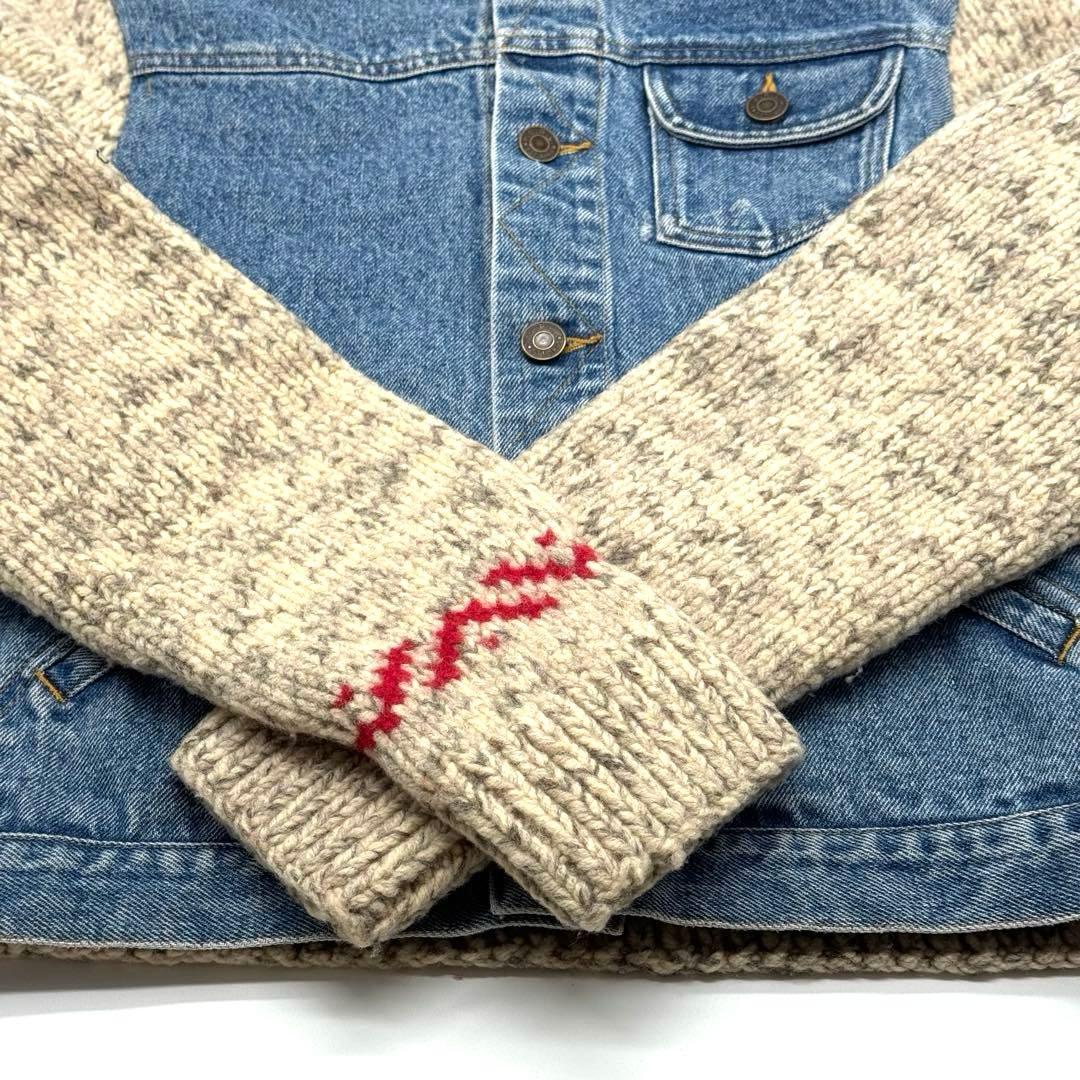 超美品 ラルフローレンスポーツ デニムニットコンビジャケット　カウチン切替　L
