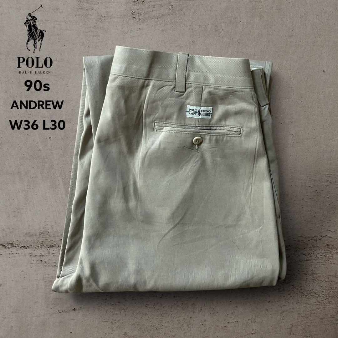 PolobyRalphLaurenANDREW90sポロチノライトベージュW36