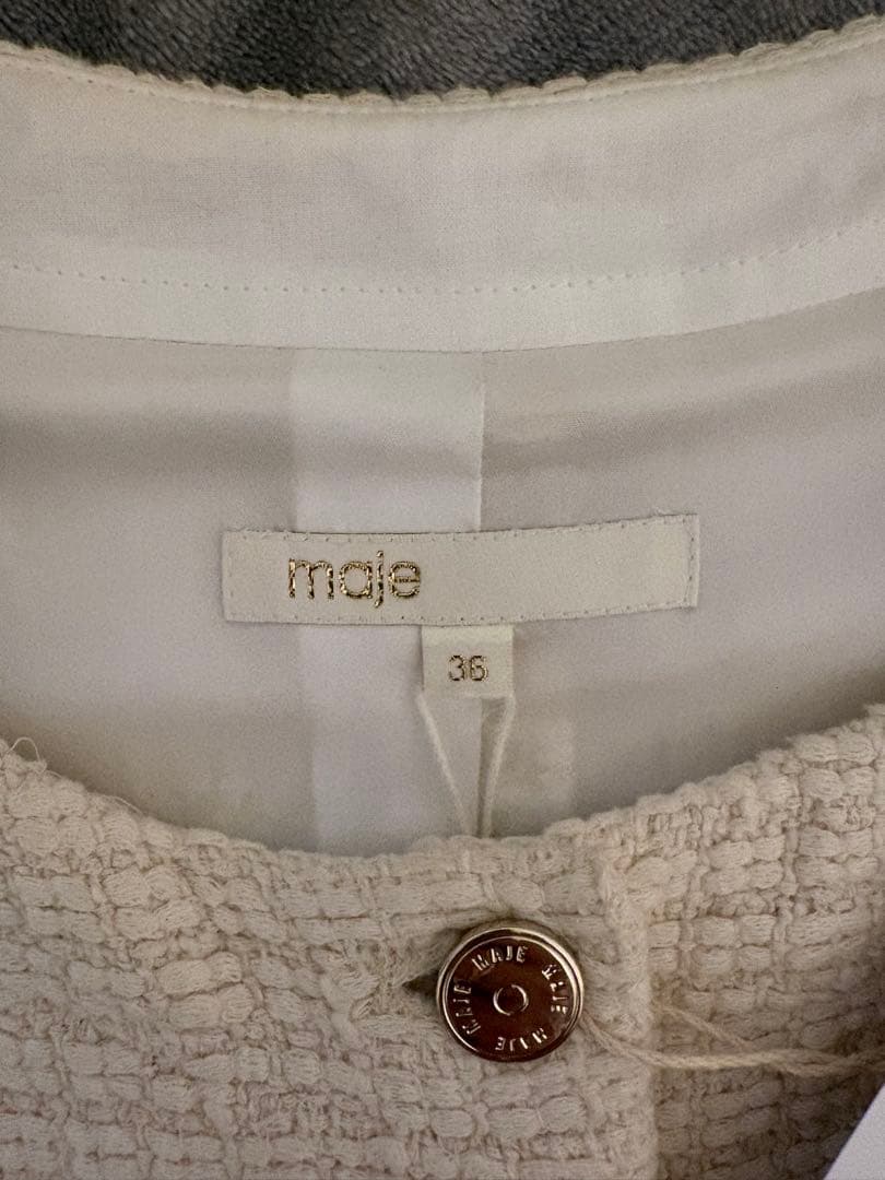 maje アイボリー ひざ丈ワンピース 36