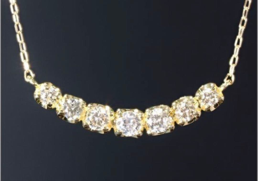 激安価格! 1CT 迫力な7連 ダイヤモンド ネックレス K18 18金製