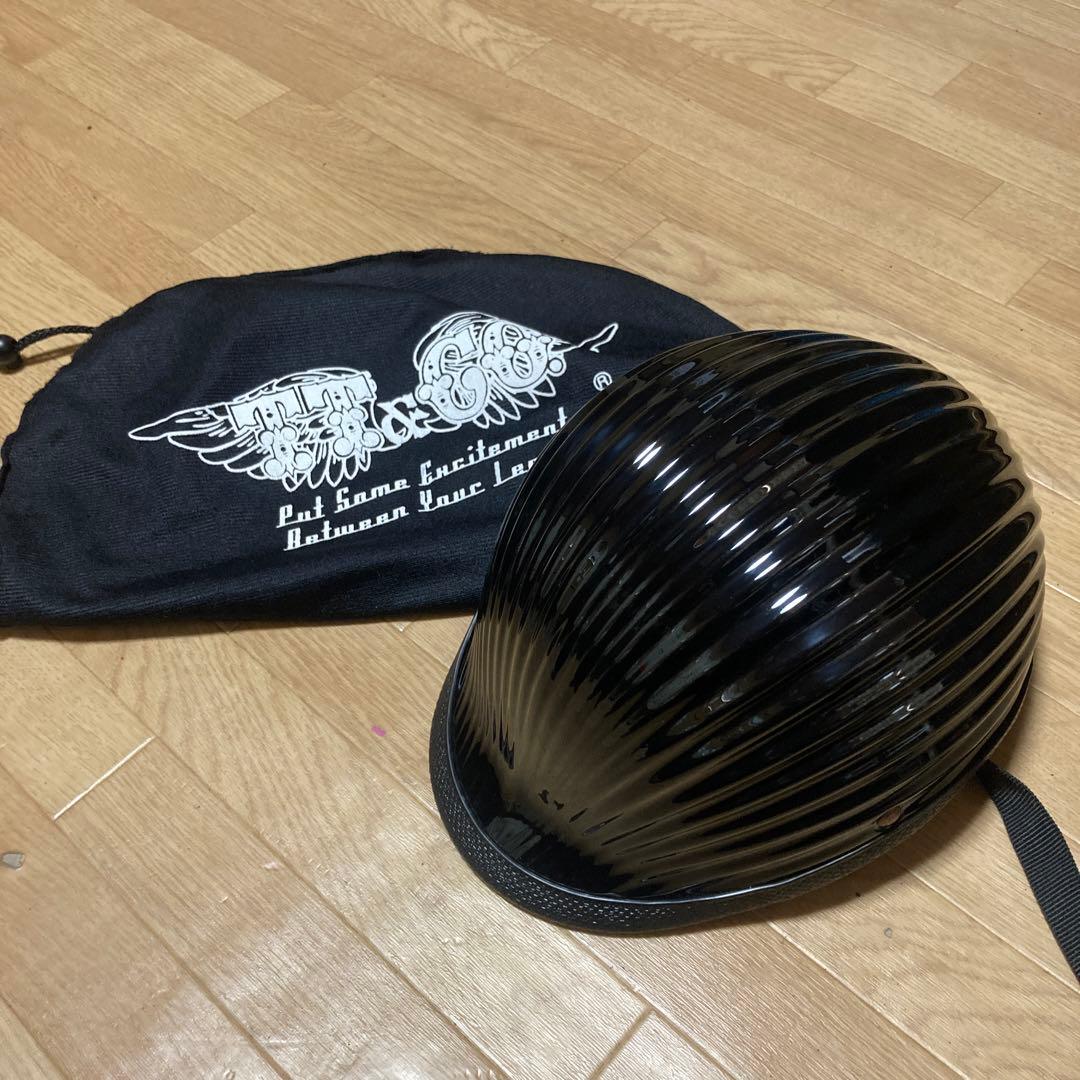 TT@CO リブリブジョッキー　ブラック ハーフ　ヘルメット 収納袋付き
