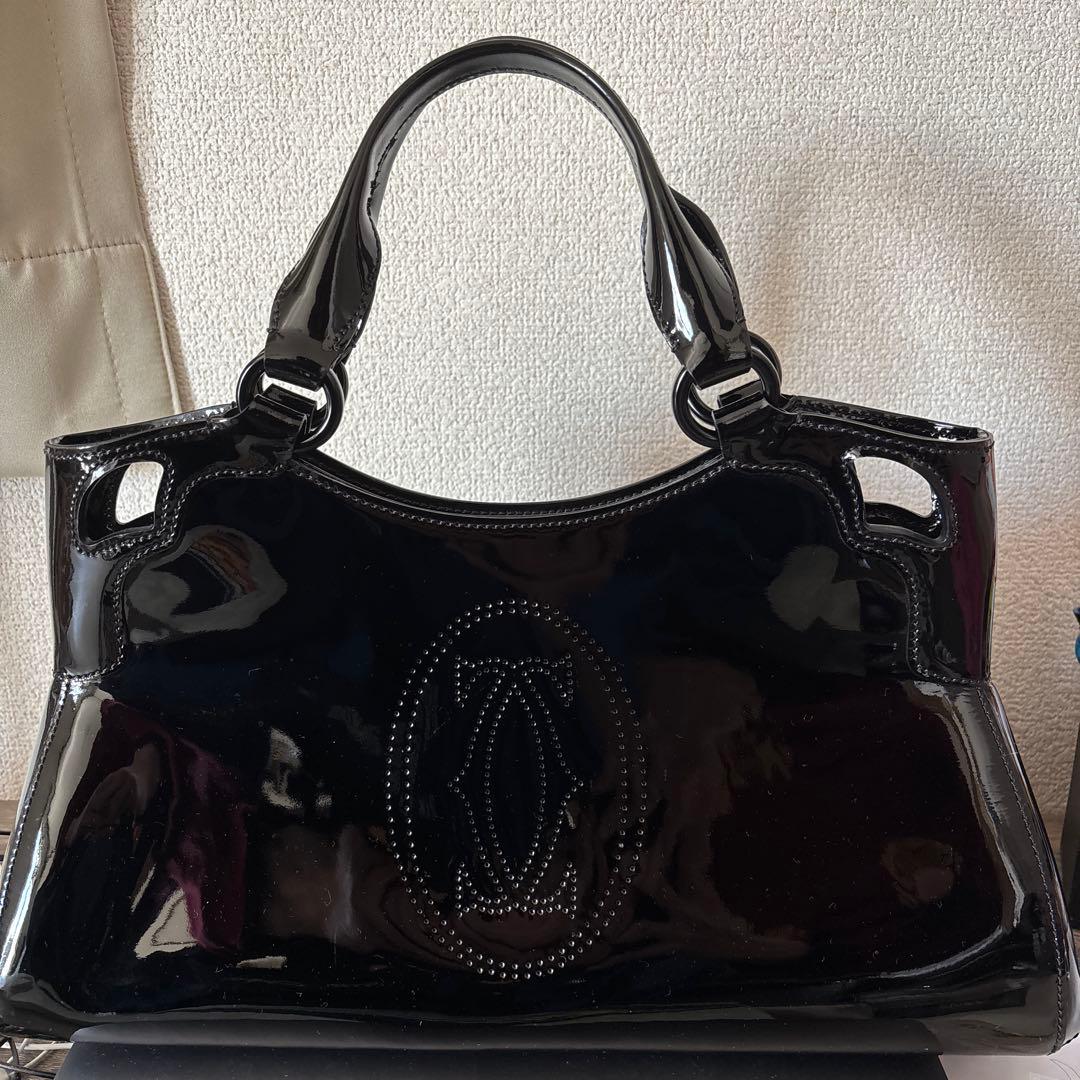 あやちゃんさん専用カルティエブラックエナメルハンドバッグ