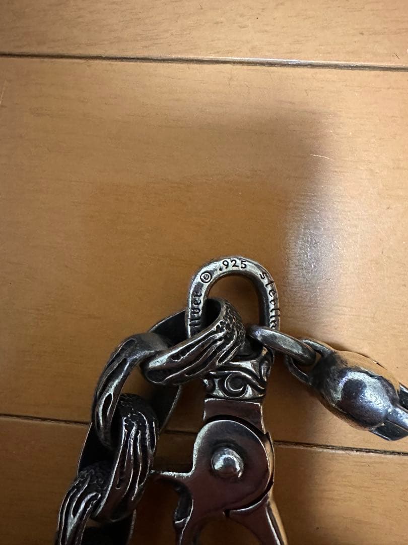 ヴィンテージスカルフレイムデザイン シルバー925 ウォレットチェーン