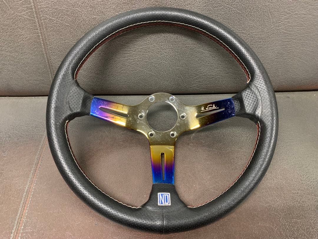 社外　ステアリング　35パイ　チタンカラー　ディープコーン　ホーンボタン付き！